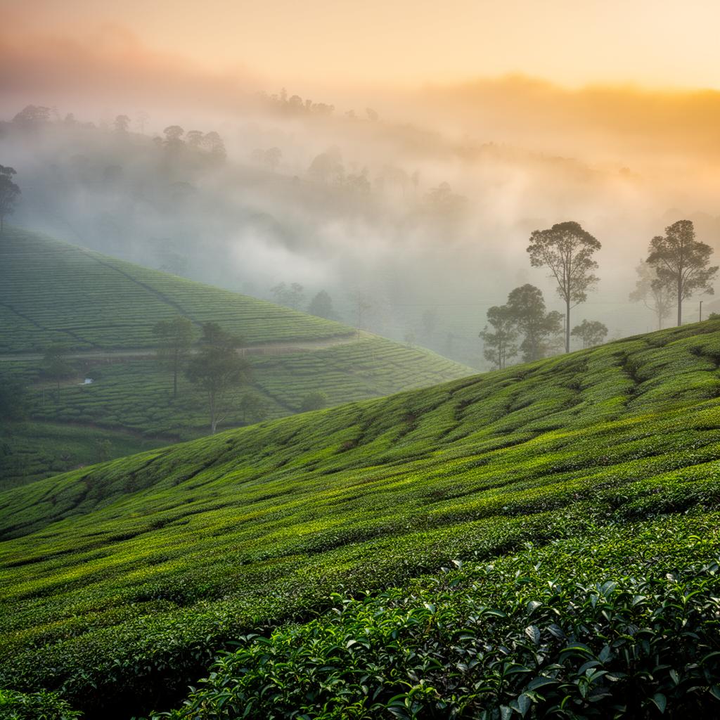 Tea hills of Ooty at sunrise
